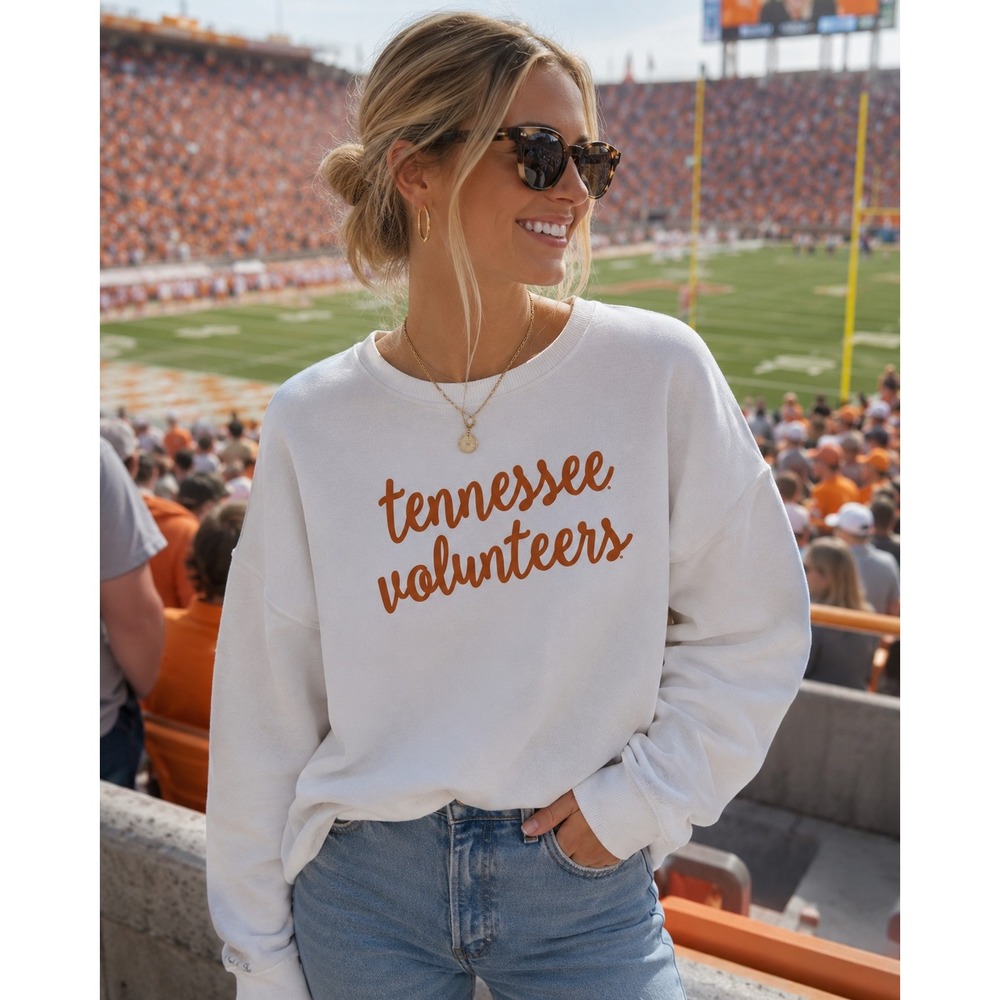 Pressbox Tennessee Volunteers Women Large White Crewneck Sweatshirt Graphic L